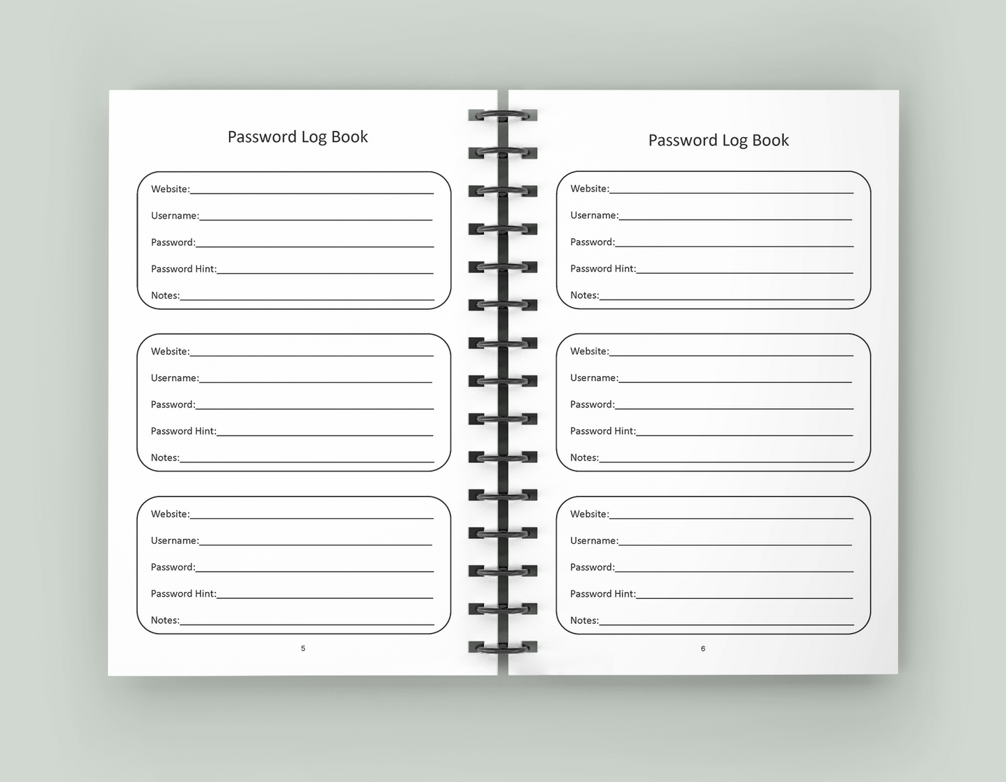 Password Book - Wire-O Spiral